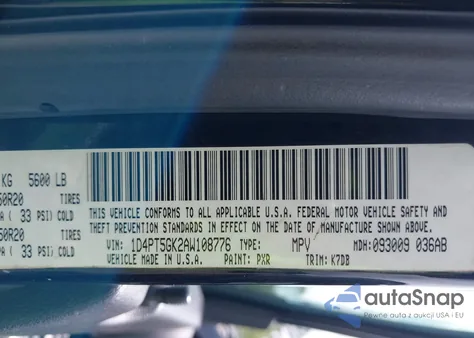 2010 Dodge Nitro Sxt from USA, damaged, VIN 1D4PT5GK2AW108776